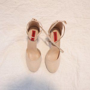 London Rebel Nude Ankle Strap Heels